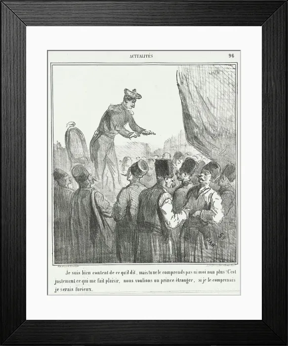 Framed Print : Je suis bien content de ce qui'l dit, mais tu ne le comprends pas ni moi non plus! C'est... 1866. Creator: Cham Framed Print : Je suis bien content de ce qui'l dit, mais tu ne le comprends pas ni moi non plus! C'est... 1866. Creator: Cham