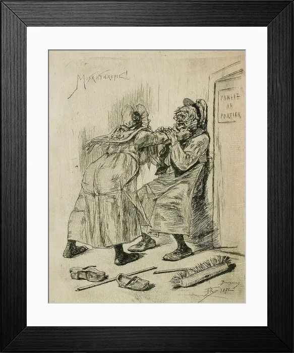 Framed Print : Misanthropie!, 1872. Creator: Félicien Rops Framed Print : Misanthropie!, 1872. Creator: Félicien Rops