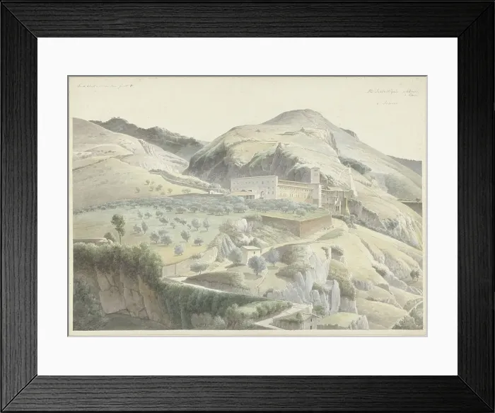 Framed Print : Landscape with monastery at Subiaco, 1778-1847. Creator: Josephus Augustus Knip Framed Print : Landscape with monastery at Subiaco, 1778-1847. Creator: Josephus Augustus Knip