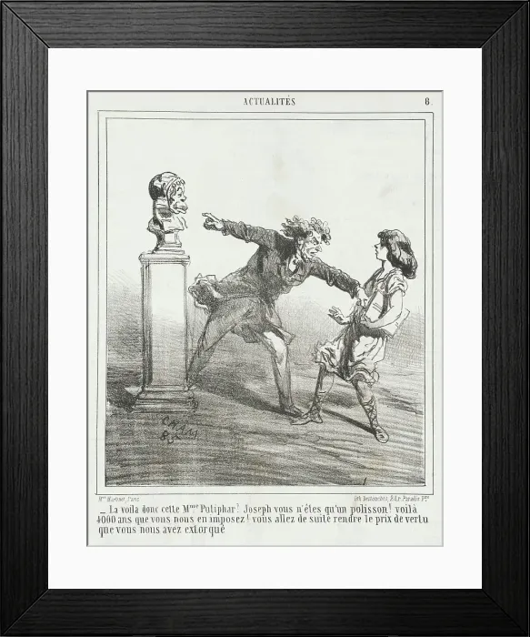 Framed Print : La voila donc cette Mme. Putiphar? Joseph vous n'êtes qu'un polisson! Voilà 4.000 ans que... 1866. Creator: Cham Framed Print : La voila donc cette Mme. Putiphar? Joseph vous n'êtes qu'un polisson! Voilà 4.000 ans que... 1866. Creator: Cham