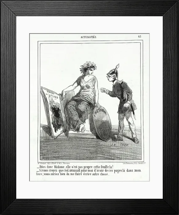 Framed Print : Dites donc Madame, elle n'est pas propre cette feuille la! -Si vous croyez que c'est... 1864. Creator: Cham Framed Print : Dites donc Madame, elle n'est pas propre cette feuille la! -Si vous croyez que c'est... 1864. Creator: Cham