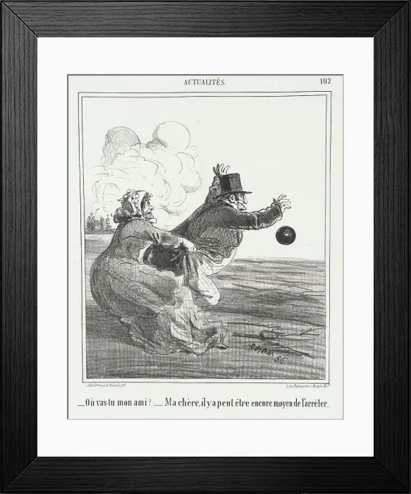 Framed Print : Où vas-tu mon ami? -Ma chère, il y a peut être encore moyen de l'arrêter, 1866. Creator: Cham Framed Print : Où vas-tu mon ami? -Ma chère, il y a peut être encore moyen de l'arrêter, 1866. Creator: Cham