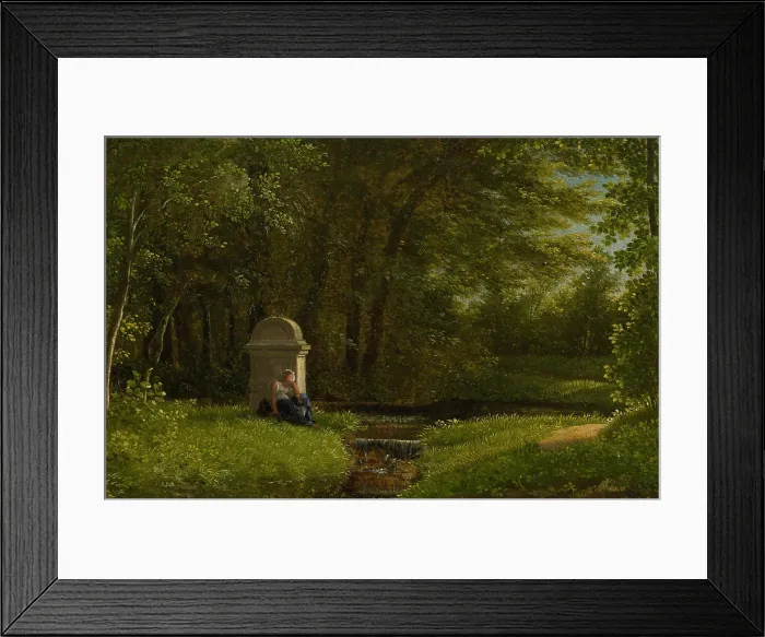 Framed Print : Watercourse by forest clearing with altar dedicated to Love in the northern park at Ermenonville. Creator: Alexandre Haycinthe Dunouy Framed Print : Watercourse by forest clearing with altar dedicated to Love in the northern park at Ermenonville. Creator: Alexandre Haycinthe Dunouy