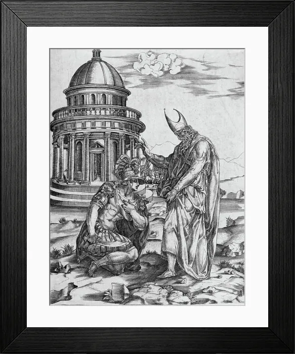 Framed Print : Alexander the Great kneeling before the High Priest of Ammon, between 1530 and 1536. Creator: Francesco Salviati Framed Print : Alexander the Great kneeling before the High Priest of Ammon, between 1530 and 1536. Creator: Francesco Salviati