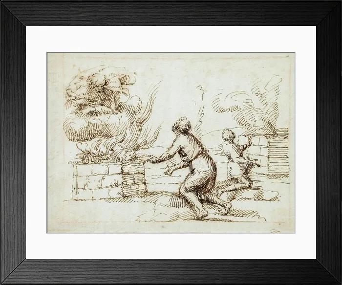 Framed Print : Sacrifice of Cain and Abel, 16th-17th century. Creator: Francesco Allegrini Framed Print : Sacrifice of Cain and Abel, 16th-17th century. Creator: Francesco Allegrini