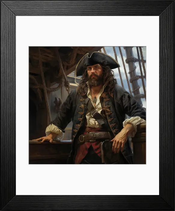 Framed Print : AI IMAGE - Portrait of Blackbeard, early 18th century, (2023). Creator: Heritage Images Framed Print : AI IMAGE - Portrait of Blackbeard, early 18th century, (2023). Creator: Heritage Images