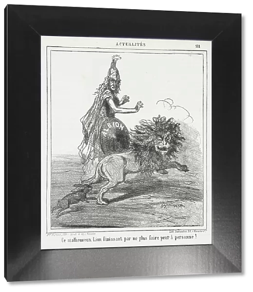 Ce malheureux lion finissant par ne plus faire peur à personne!, 1864. Creator: Cham