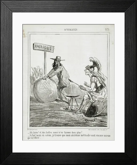 Framed Print : Eh bien! Et des balles nous n'en faisons donc plus? Si fait! mais en coton, je trouve que... 1865. Creator: Cham Framed Print : Eh bien! Et des balles nous n'en faisons donc plus? Si fait! mais en coton, je trouve que... 1865. Creator: Cham