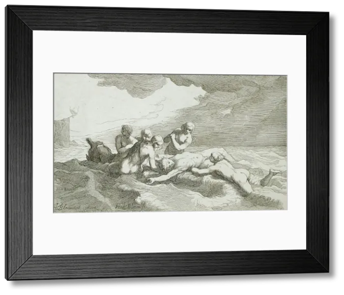 Framed Print : Hero and Leander, 17th century. Creator: Frederick Bloemaert Framed Print : Hero and Leander, 17th century. Creator: Frederick Bloemaert