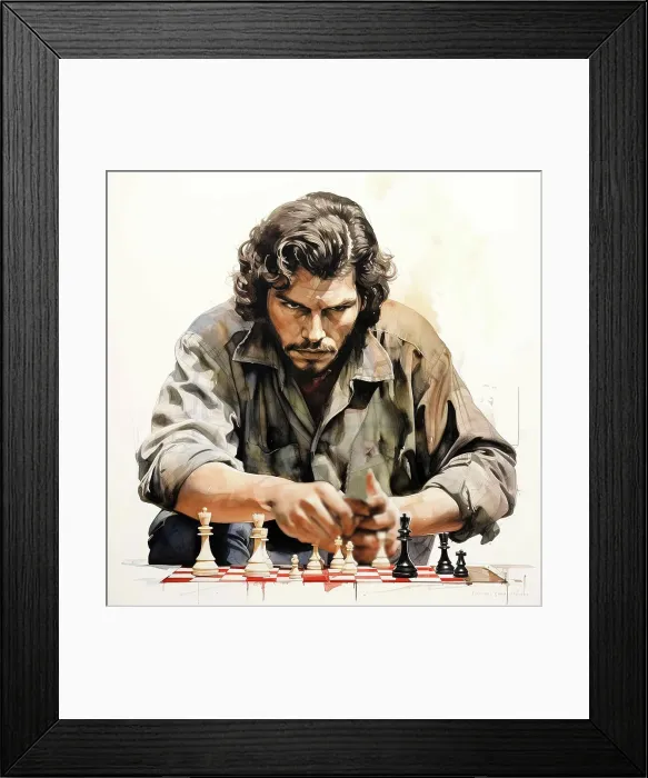 Framed Print : AI IMAGE - Portrait of Che Guevara playing chess, 1960s, (2023). Creators: Heritage Images, Che Guevara Framed Print : AI IMAGE - Portrait of Che Guevara playing chess, 1960s, (2023). Creators: Heritage Images, Che Guevara