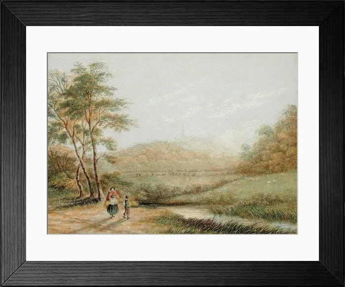 Framed Print : View from Harrow-on-the-Hill, c1850. Creator: George Baxter Framed Print : View from Harrow-on-the-Hill, c1850. Creator: George Baxter