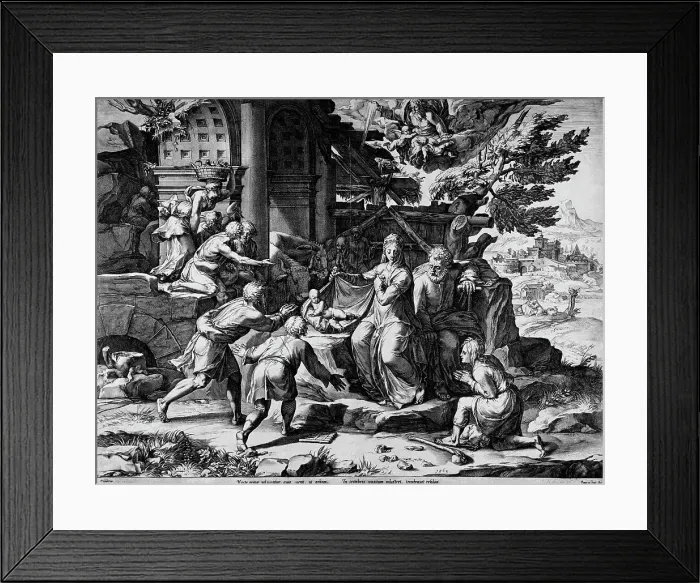 Framed Print : The Adoration of the Shepherds, 1569. Creator: Cornelis Cort Framed Print : The Adoration of the Shepherds, 1569. Creator: Cornelis Cort