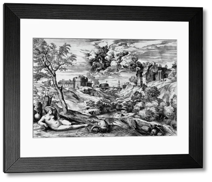 Framed Print : Ruggiero Rescuing Angelica, 1563. Creator: Cornelis Cort Framed Print : Ruggiero Rescuing Angelica, 1563. Creator: Cornelis Cort