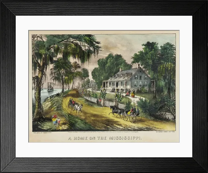 Framed Print : A Home on the Mississippi, 1871. Creator: Currier and Ives Framed Print : A Home on the Mississippi, 1871. Creator: Currier and Ives