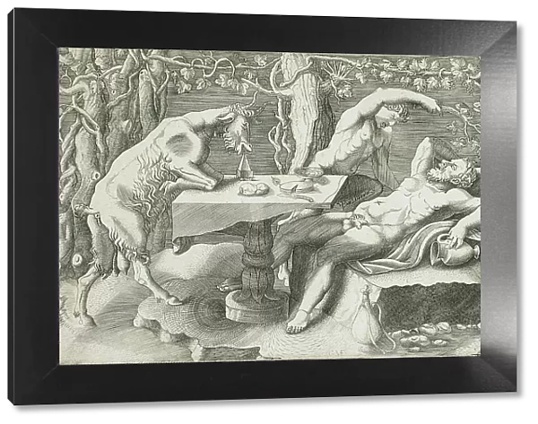Silenus, a Satyr and a Goat, c1540. Creator: Giorgio Ghisi
