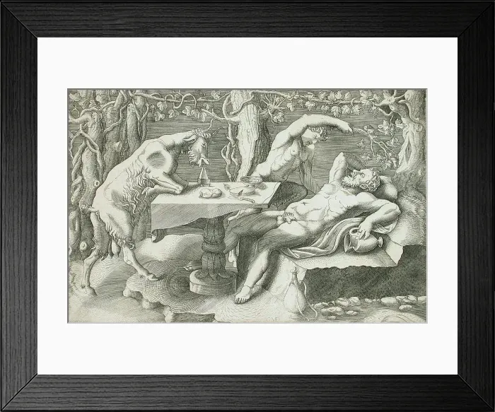Framed Print : Silenus, a Satyr and a Goat, c1540. Creator: Giorgio Ghisi Framed Print : Silenus, a Satyr and a Goat, c1540. Creator: Giorgio Ghisi