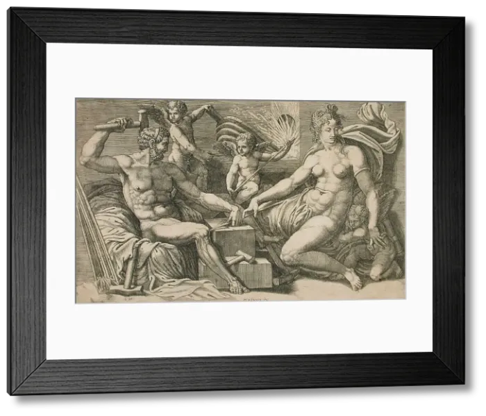 Framed Print : Venus and Vulcan at the Forge, mid-1550s. Creator: Giorgio Ghisi Framed Print : Venus and Vulcan at the Forge, mid-1550s. Creator: Giorgio Ghisi