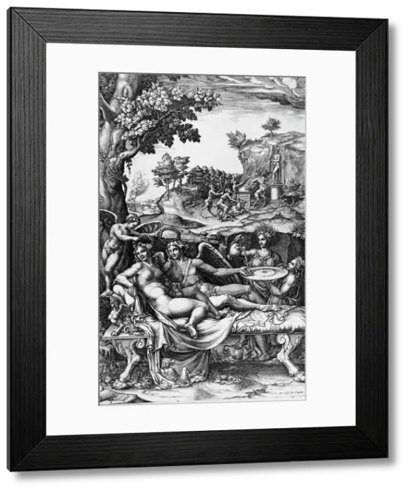 Framed Print : Cupid and Psyche, 1574. Creators: Giorgio Ghisi, Giulio Romano Framed Print : Cupid and Psyche, 1574. Creators: Giorgio Ghisi, Giulio Romano