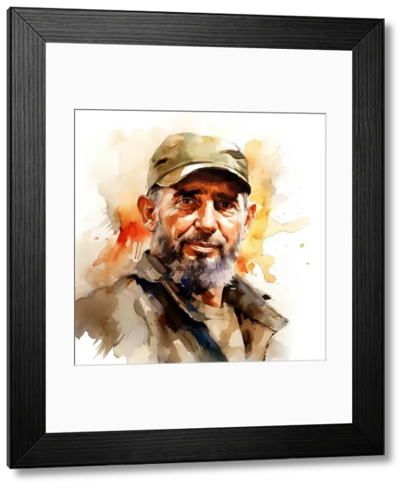 Framed Print : AI IMAGE - Portrait of Fidel Castro, 1970s, (2023). Creator: Heritage Images Framed Print : AI IMAGE - Portrait of Fidel Castro, 1970s, (2023). Creator: Heritage Images