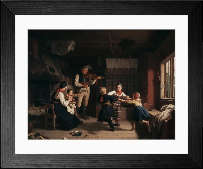 Framed Print : Sunday Evening in a Farmhouse in Dalarna, 1860. Creator: Amalia Lindegren Framed Print : Sunday Evening in a Farmhouse in Dalarna, 1860. Creator: Amalia Lindegren