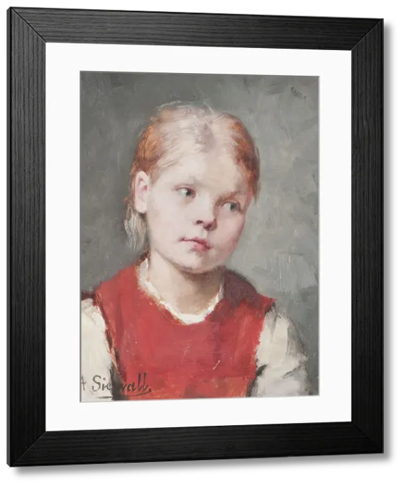 Framed Print : Portrait of a Girl, 19th century. Creator: Amanda Carolina Vilhelmina Sidwall Framed Print : Portrait of a Girl, 19th century. Creator: Amanda Carolina Vilhelmina Sidwall