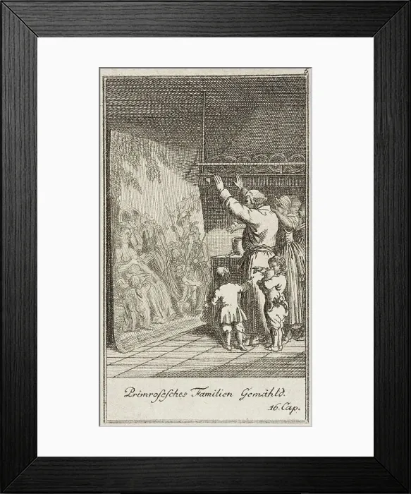 Framed Print : Plate 5 for Oliver Goldsmith's The Vicar of Wakefield, 1776. Creator: Daniel Berger Framed Print : Plate 5 for Oliver Goldsmith's The Vicar of Wakefield, 1776. Creator: Daniel Berger