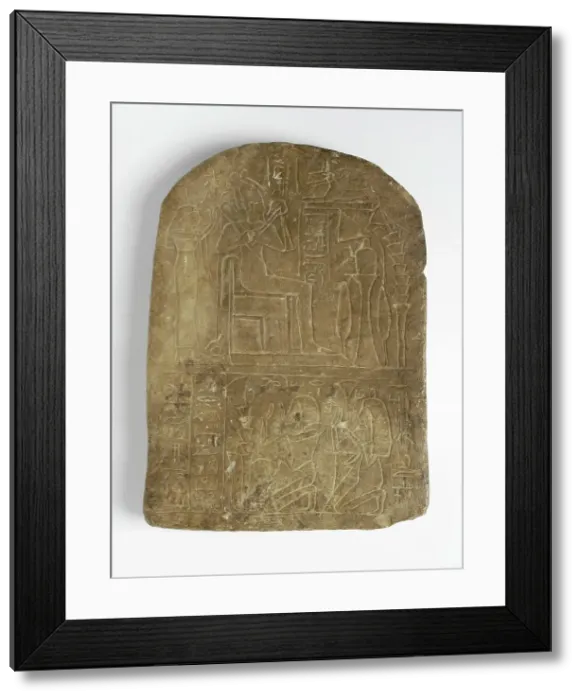 Framed Print : Round -Topped Stela of Khor or Nakht-Khor, 19th Dynasty, 1307-1196 BCE. Creator: Unknown Framed Print : Round -Topped Stela of Khor or Nakht-Khor, 19th Dynasty, 1307-1196 BCE. Creator: Unknown