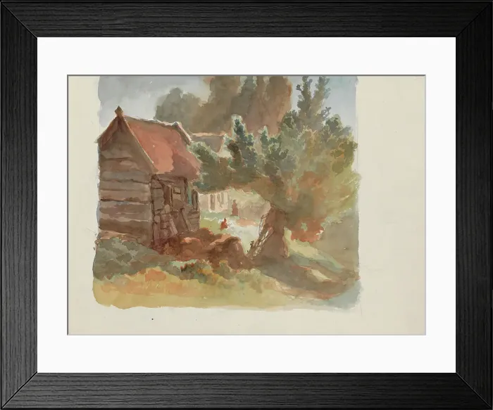 Framed Print : Tree in front of a hut, 1864-1865. Creator: Maria Vos Framed Print : Tree in front of a hut, 1864-1865. Creator: Maria Vos