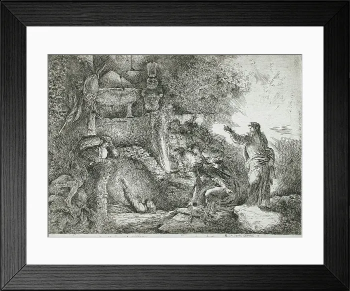 Framed Print : The Raising of Lazarus, between c1647 and c1651. Creator: Giovanni Benedetto Castiglione Framed Print : The Raising of Lazarus, between c1647 and c1651. Creator: Giovanni Benedetto Castiglione
