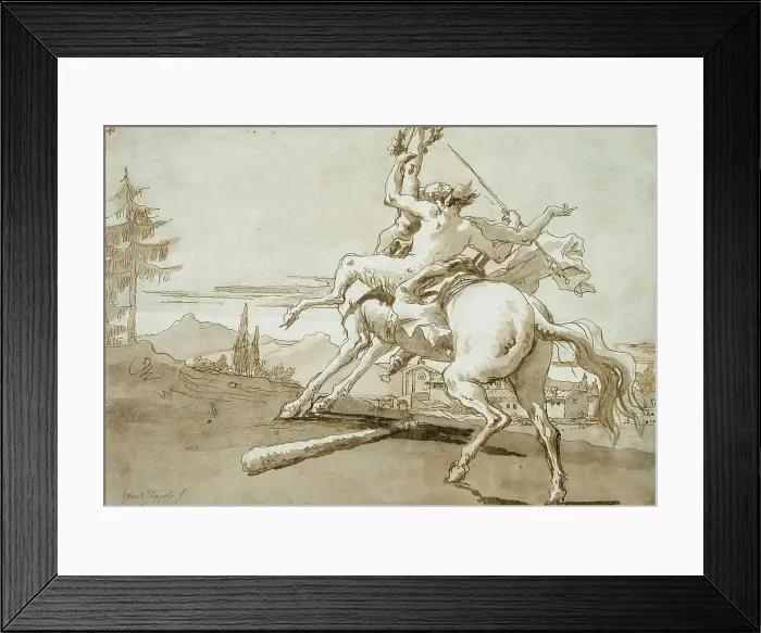 Framed Print : Centaur Arrested in Flight, a Female Faun on His Back, between c1759 and c1791. Creator: Giovanni Domenico Tiepolo Framed Print : Centaur Arrested in Flight, a Female Faun on His Back, between c1759 and c1791. Creator: Giovanni Domenico Tiepolo