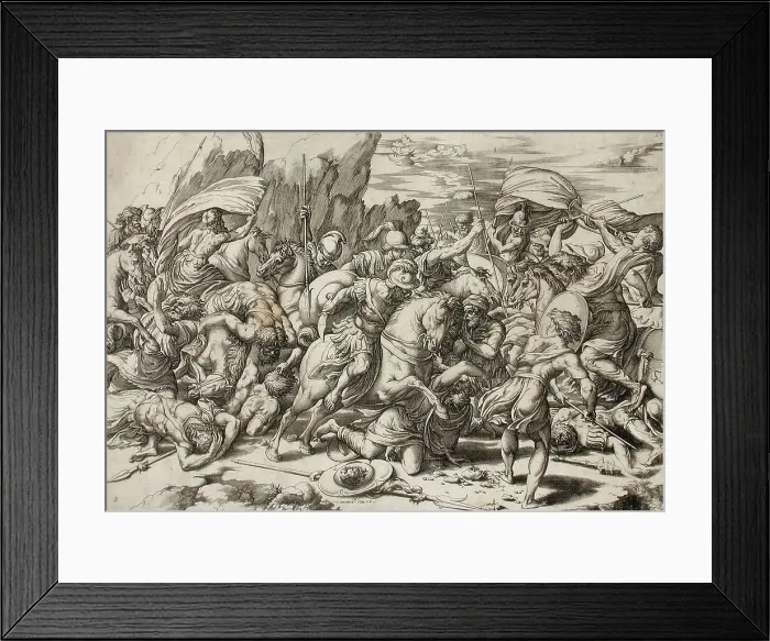 Framed Print : Battle Scene, c1526. Creators: Giovanni Jacopo Caraglio, Raphael Framed Print : Battle Scene, c1526. Creators: Giovanni Jacopo Caraglio, Raphael