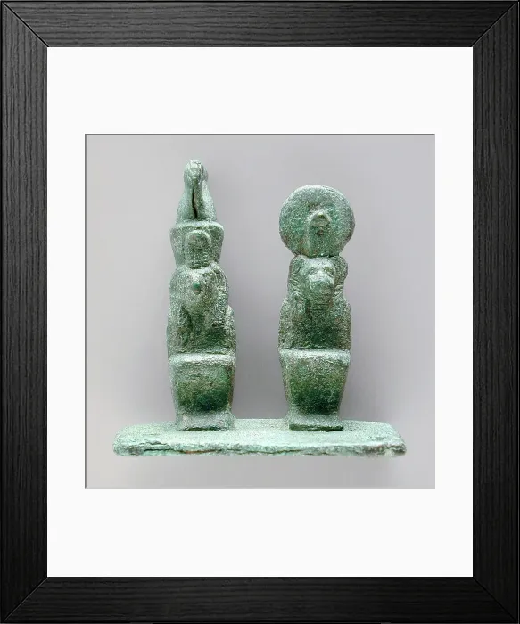 Framed Print : Double Figurine of Hawk and Lion Deities, Late Period-Ptolemaic Period (711-30 BCE) or later. Creator: Unknown Framed Print : Double Figurine of Hawk and Lion Deities, Late Period-Ptolemaic Period (711-30 BCE) or later. Creator: Unknown