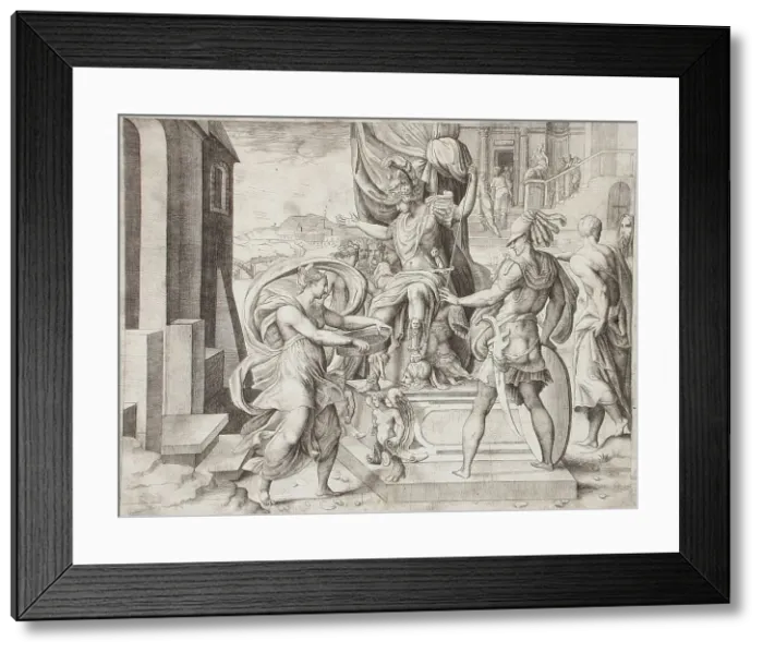Framed Print : The Vestal Tuccia, between 1531 and 1576. Creator: Giulio Bonasone Framed Print : The Vestal Tuccia, between 1531 and 1576. Creator: Giulio Bonasone