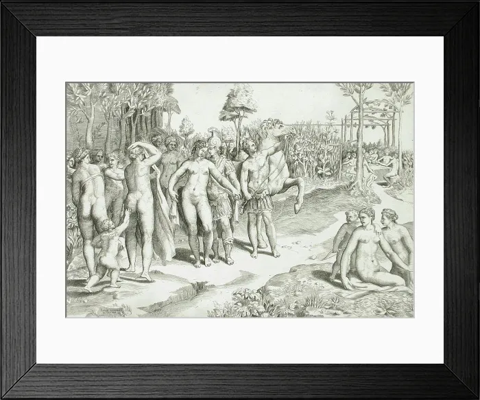 Framed Print : Ruggero in the Garden of Alcina, c1545. Creator: Giulio Bonasone Framed Print : Ruggero in the Garden of Alcina, c1545. Creator: Giulio Bonasone