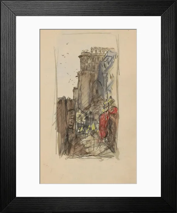 Framed Print : Street with figures, 1924-1925. Creator: Marius Bauer Framed Print : Street with figures, 1924-1925. Creator: Marius Bauer
