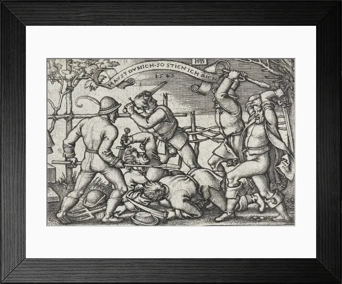 Framed Print : Peasants Brawl, between 1546 and 1547. Creator: Sebald Beham