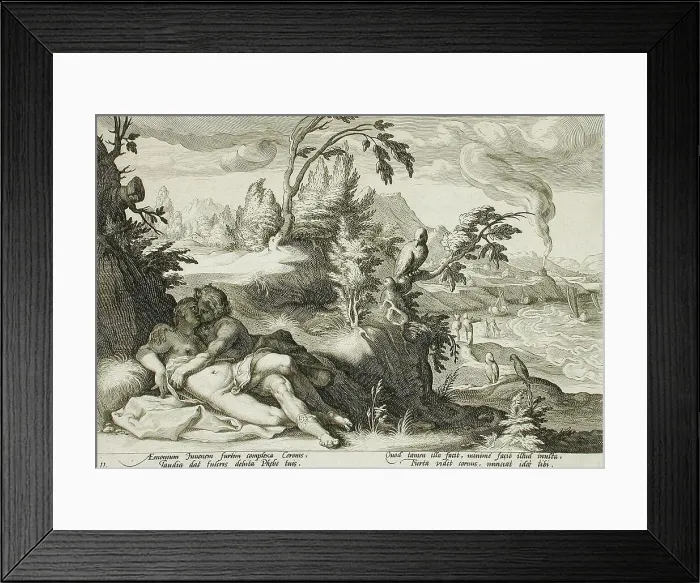 Framed Print : Apollo and Coronis, published 1590. Creator: Unknown Framed Print : Apollo and Coronis, published 1590. Creator: Unknown