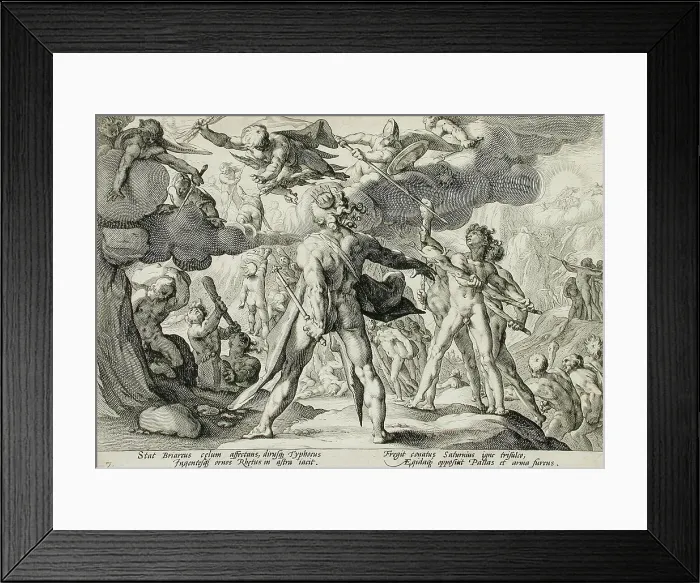 Framed Print : The Giants Climbing the Heavens, published 1589. Creator: Hendrik Goltzius Framed Print : The Giants Climbing the Heavens, published 1589. Creator: Hendrik Goltzius