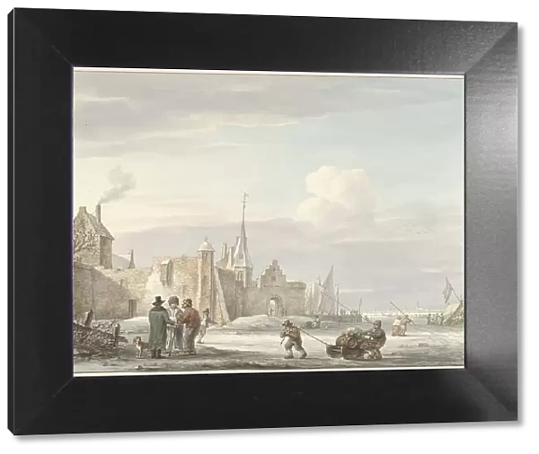 Cityscape in winter, 1780-1848. Creator: Martinus Schouman