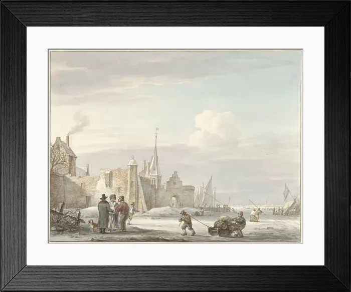 Framed Print : Cityscape in winter, 1780-1848. Creator: Martinus Schouman Framed Print : Cityscape in winter, 1780-1848. Creator: Martinus Schouman