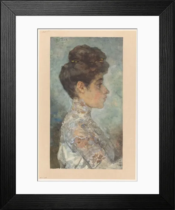 Framed Print : Portrait of Lizzy, in profile to the right, 1874-1918. Creator: Martinus van Andringa Framed Print : Portrait of Lizzy, in profile to the right, 1874-1918. Creator: Martinus van Andringa