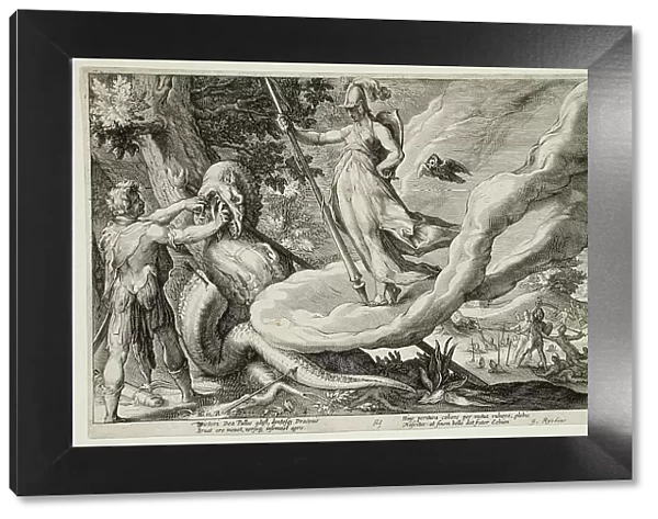 Cadmus Sows the Dragon's Teeth Which Turn into Armed Men, published 1615. Creator: Hendrik Goltzius
