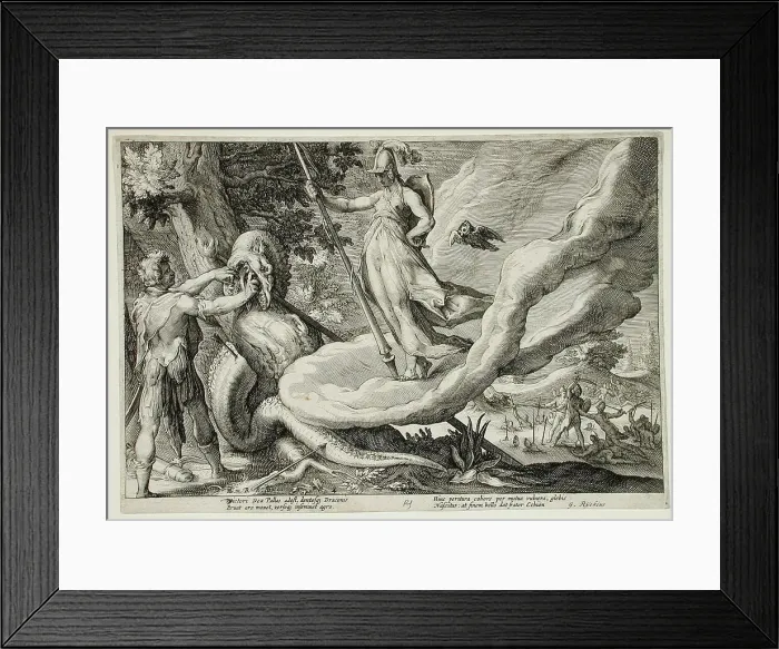 Framed Print : Cadmus Sows the Dragon's Teeth Which Turn into Armed Men, published 1615. Creator: Hendrik Goltzius Framed Print : Cadmus Sows the Dragon's Teeth Which Turn into Armed Men, published 1615. Creator: Hendrik Goltzius