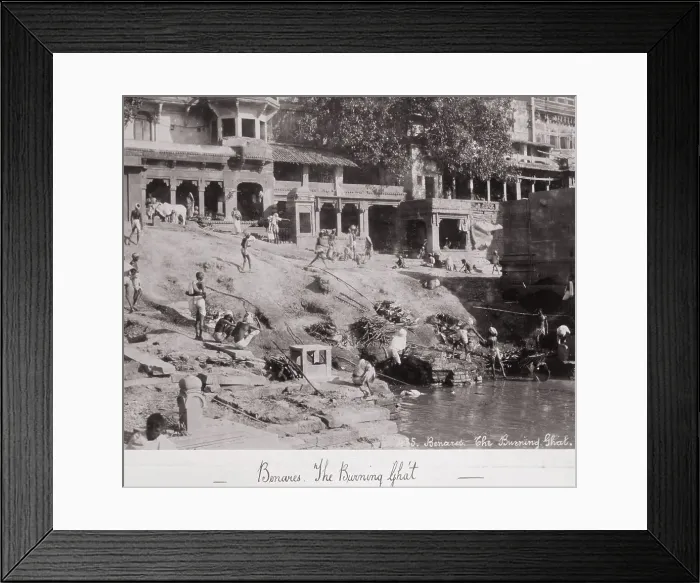 Framed Print : Benares, The Burning Gháts, Late 1860s. Creator: Samuel Bourne Framed Print : Benares, The Burning Gháts, Late 1860s. Creator: Samuel Bourne