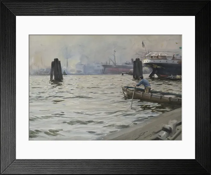 Framed Print : The Port of Hamburg, 1891. Creator: Anders Leonard Zorn Framed Print : The Port of Hamburg, 1891. Creator: Anders Leonard Zorn