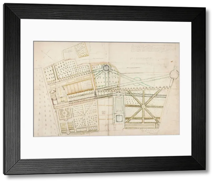 Framed Print : Project to redesign the garden for Mr. Brunet and Pidou at Brunoy, 1687. Creator: Andre Le Notre Framed Print : Project to redesign the garden for Mr. Brunet and Pidou at Brunoy, 1687. Creator: Andre Le Notre