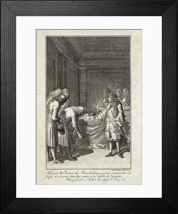 Framed Print : Illustration for Memories of the Refugees, c1787. Creator: Daniel Nikolaus Chodowiecki Framed Print : Illustration for Memories of the Refugees, c1787. Creator: Daniel Nikolaus Chodowiecki