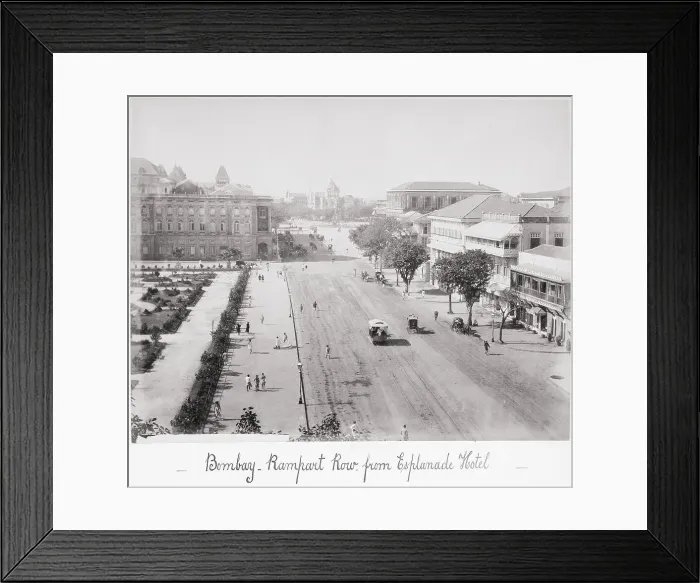 Framed Print : Bombay Rampart Row, from Esplanade Hotel, Late 1860s. Creator: Samuel Bourne