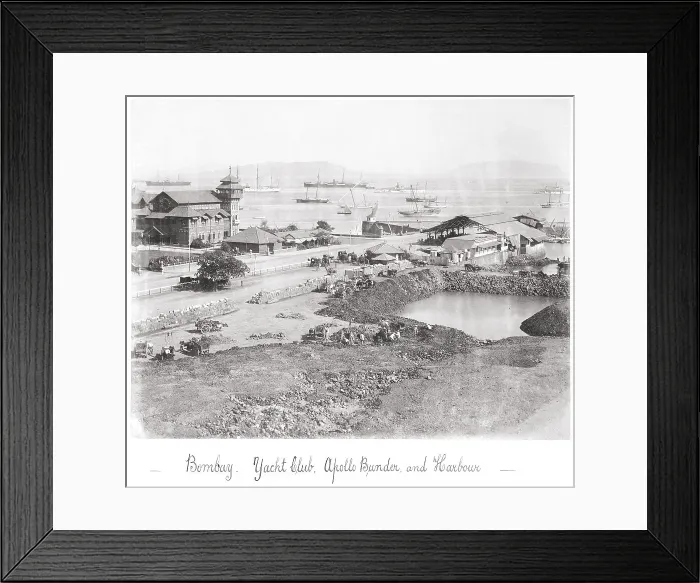 Framed Print : Bombay, Yacht Club, Apollo Bunder and Harbour, Late 1860s. Creator: Samuel Bourne Framed Print : Bombay, Yacht Club, Apollo Bunder and Harbour, Late 1860s. Creator: Samuel Bourne