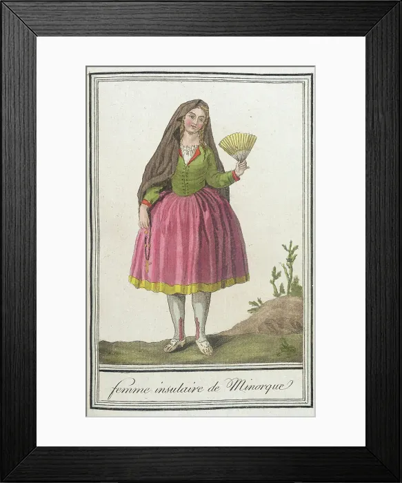 Framed Print : Costumes de Différents Pays, Femme Insulaire de Minorque, c1797. Creators: Jacques Grasset de Saint-Sauveur, LF Labrousse Framed Print : Costumes de Différents Pays, Femme Insulaire de Minorque, c1797. Creators: Jacques Grasset de Saint-Sauveur, LF Labrousse